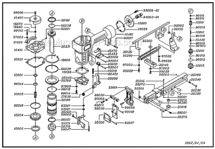 Page A Diagram and Parts List for GRPSW150  Grip-Rite Nailer