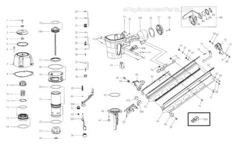 Page A Diagram and Parts List for GRTCH350  Grip-Rite Nailer