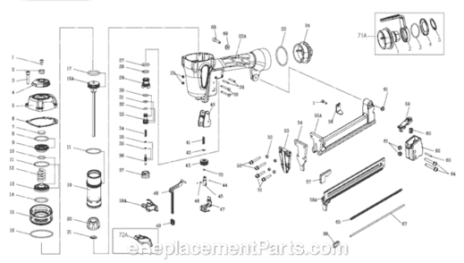 Page A Diagram and Parts List for GRTSN100  Grip-Rite Nailer