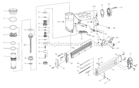 Page A Diagram and Parts List for GRTSN150A  Grip-Rite Nailer