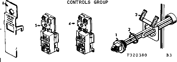 Controls Group Diagram and Parts List for 183320980  Kenmore Water Heater