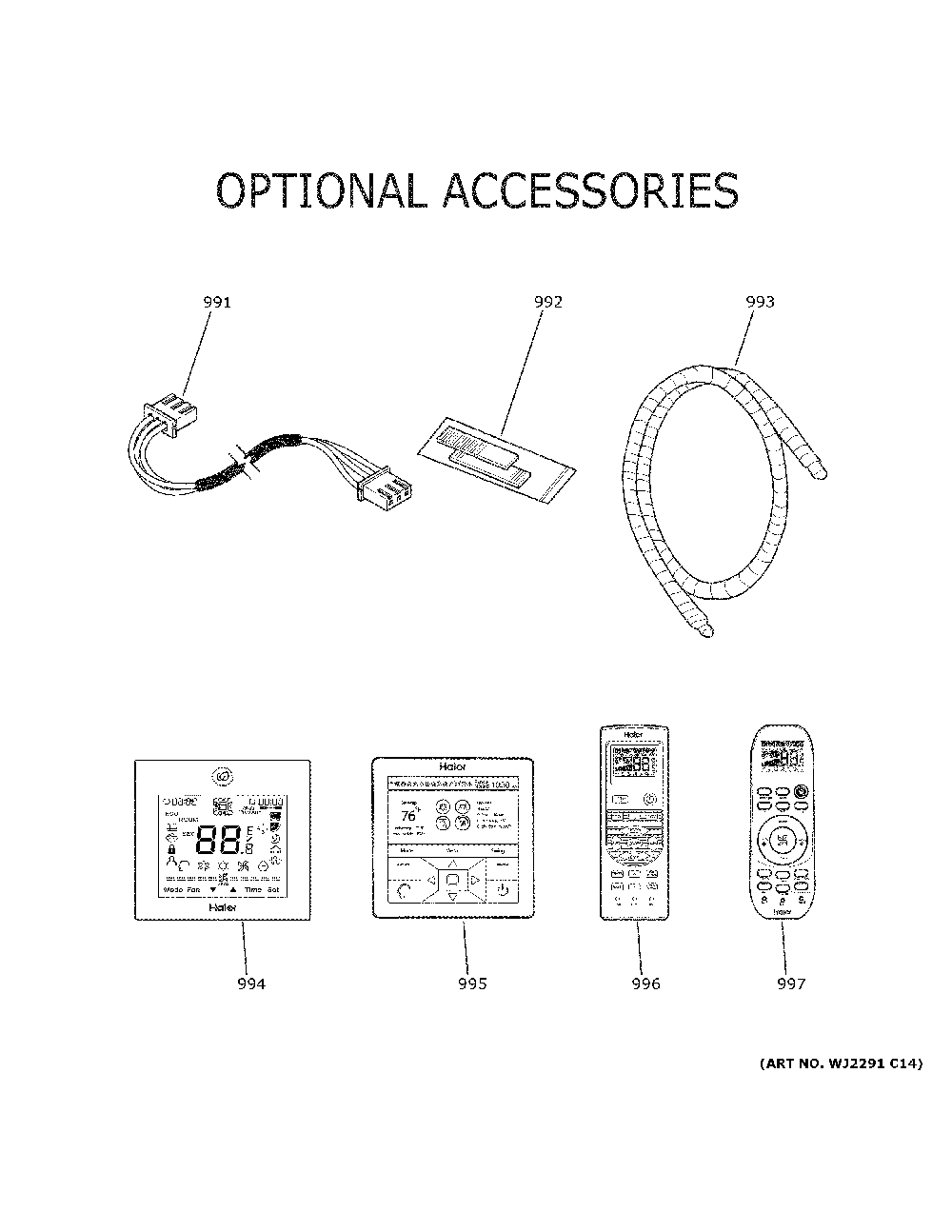 Optional accessories Diagram and Parts List for AW09EH2VHD1  Haier Air Conditioner