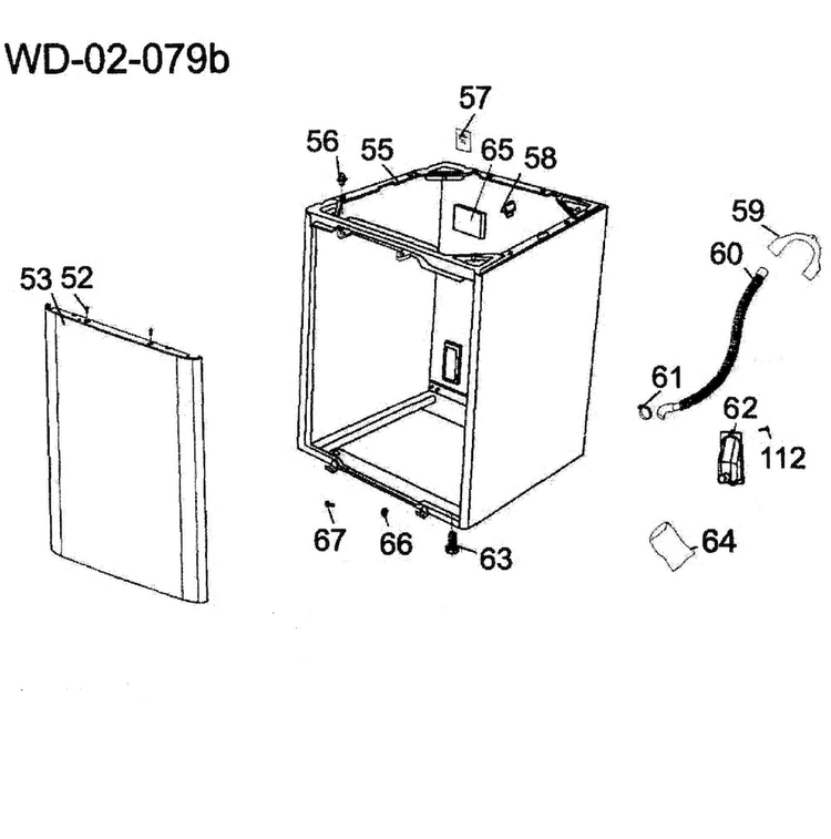 Cabinet Diagram and Parts List for GWT460AW  Haier Washer