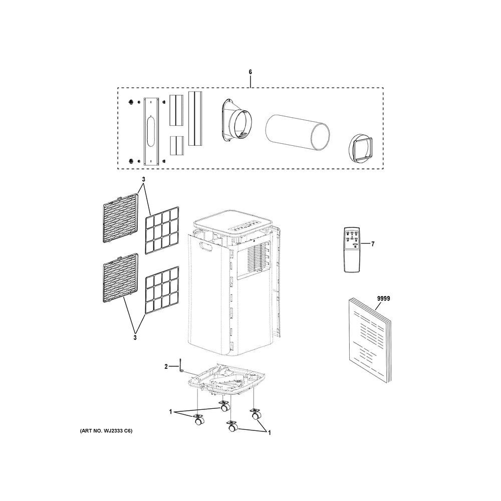 Portable Air Conditioner Diagram and Parts List for QPCA08JAMWG1  Haier Air Conditioner
