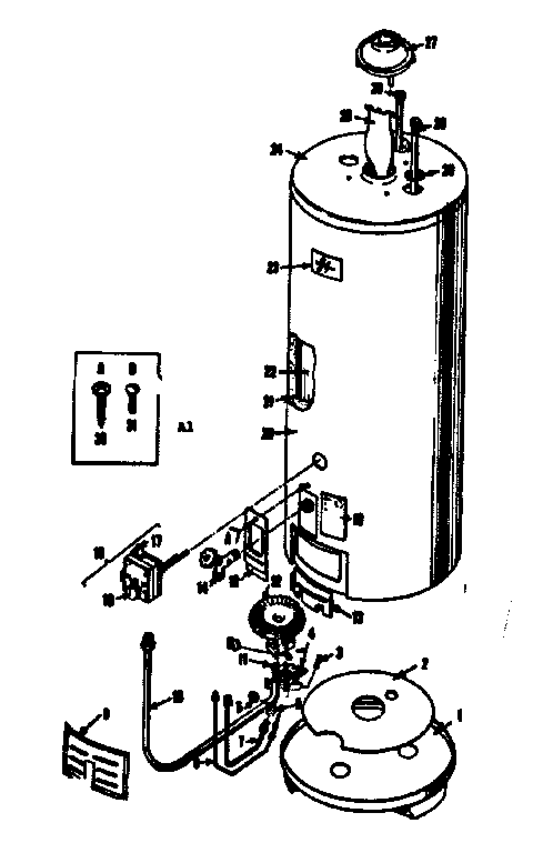 Replacement Parts Diagram and Parts List for 18333231  Kenmore Water Heater