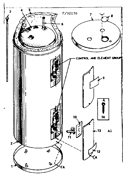 Replacement Parts Diagram and Parts List for 18332220  Kenmore Water Heater