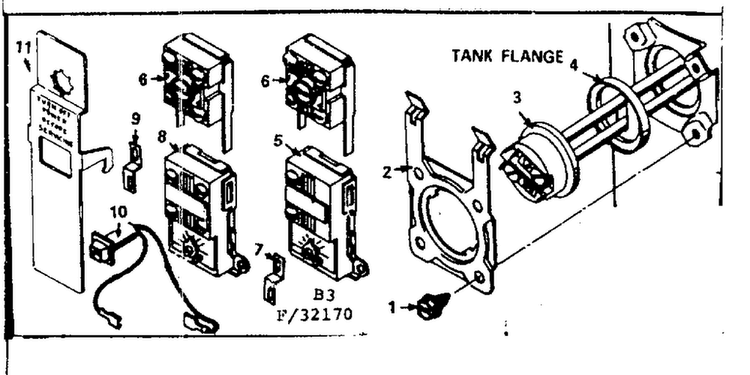 Tank Flange Diagram and Parts List for 18332220  Kenmore Water Heater
