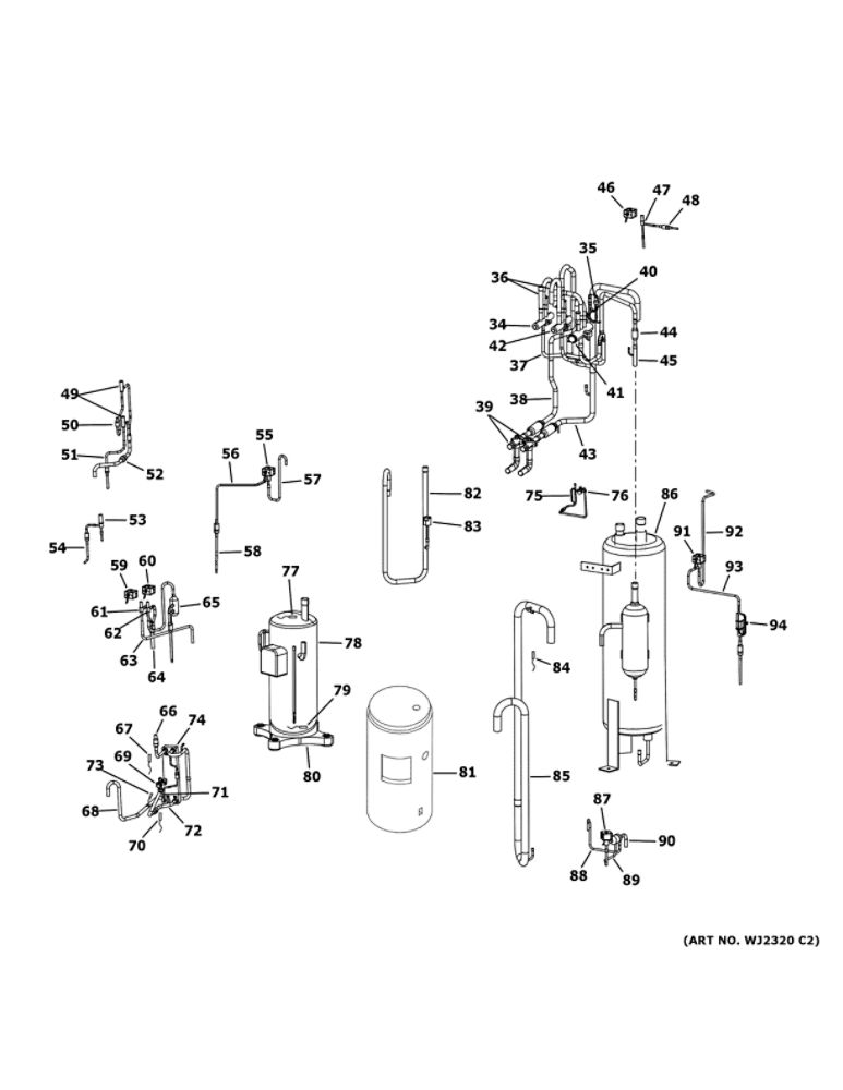 Sealed System Diagram and Parts List for MVHR072ME2CA1  Haier Air Conditioner