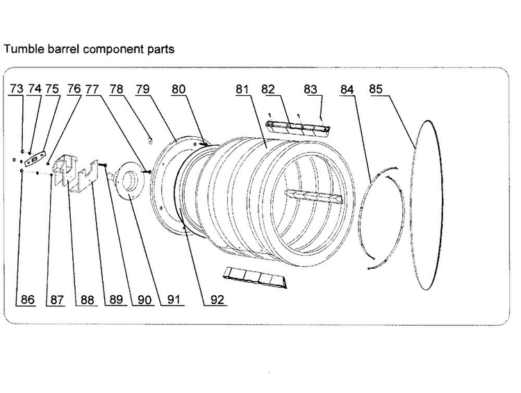 Drum Assy Diagram and Parts List for HLTD500AGW  Haier Dryer