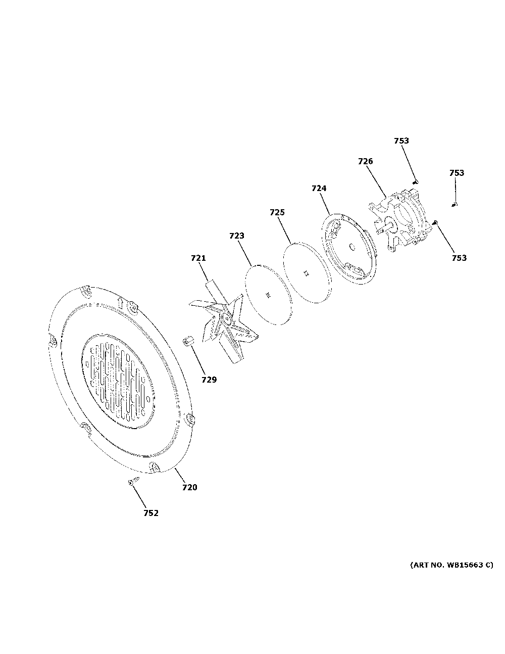 Convection fan Diagram and Parts List for QSS740BN1TS  Haier Range