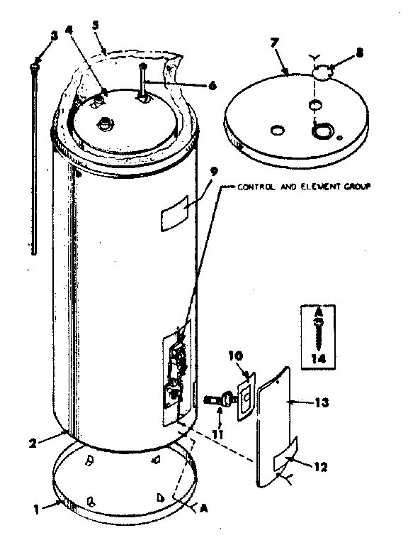 Replacement Parts Diagram and Parts List for 183321371  Kenmore Water Heater