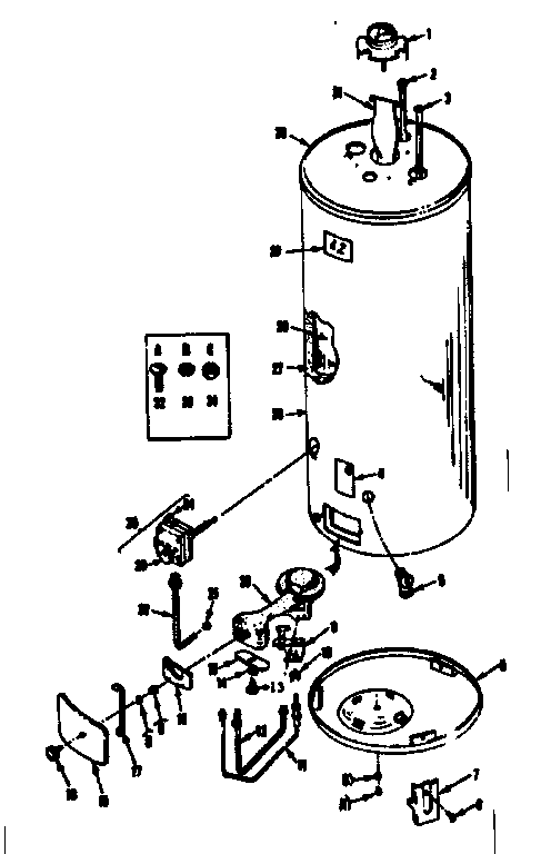 Replacement Parts Diagram and Parts List for 18333480  Kenmore Water Heater