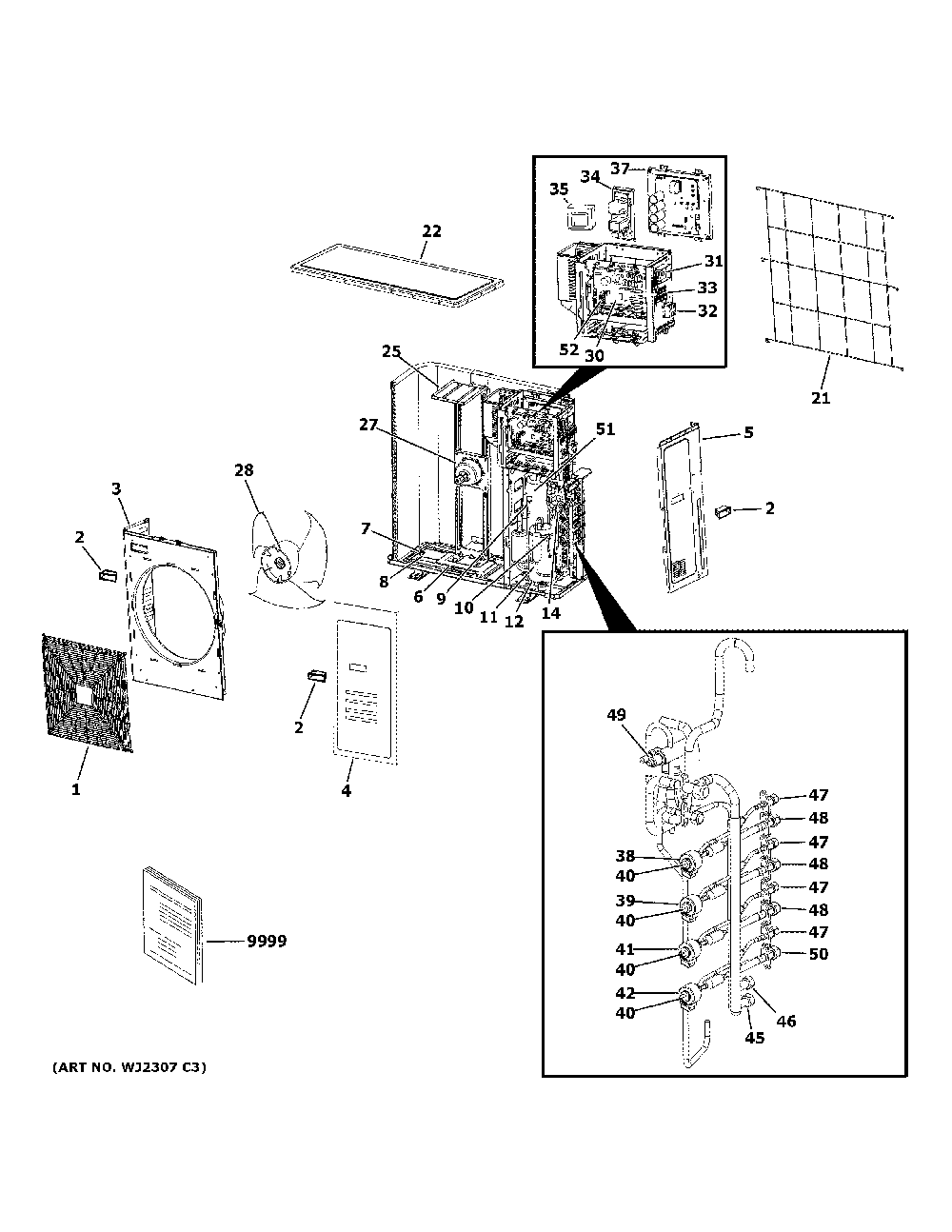 Ductless split a/c Diagram and Parts List for 4U36EH2VHA1  Haier Air Conditioner