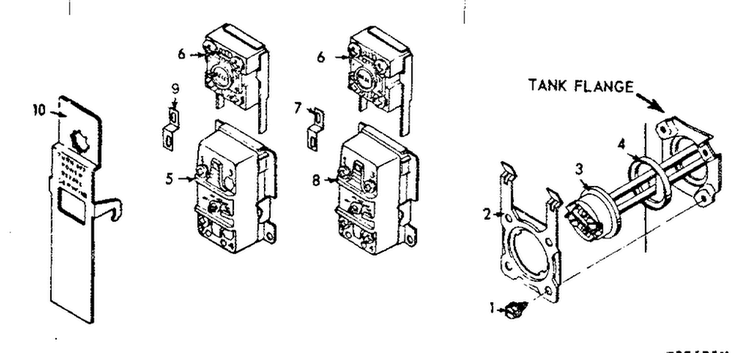 Control & Element Group Diagram and Parts List for 183327770X  Kenmore Water Heater
