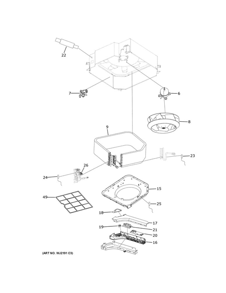 Air Handler Diagram and Parts List for MVAL018MV2AA  Haier Bath & Ventilation Fan