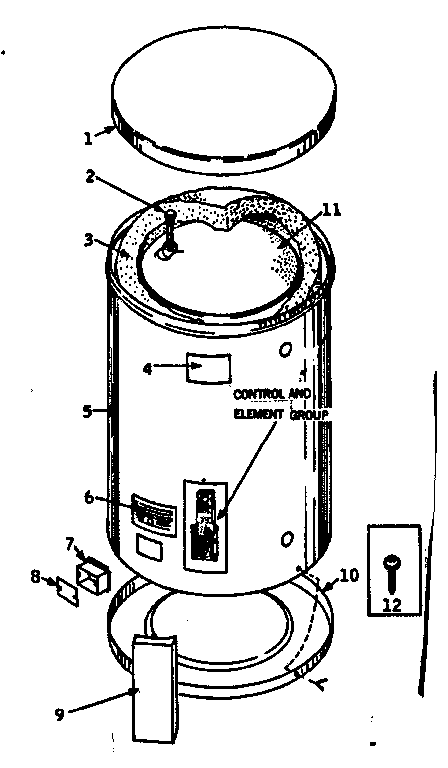 Replacement Parts Diagram and Parts List for 18332110  Kenmore Water Heater