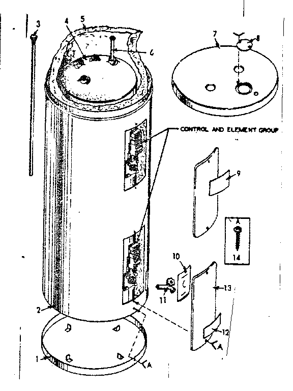 Replacement Parts Diagram and Parts List for 183323810  Kenmore Water Heater