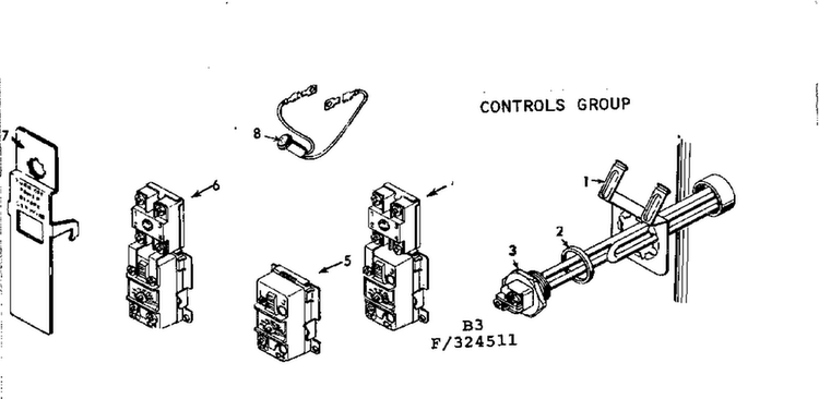 Controls Diagram and Parts List for 183324811  Kenmore Water Heater