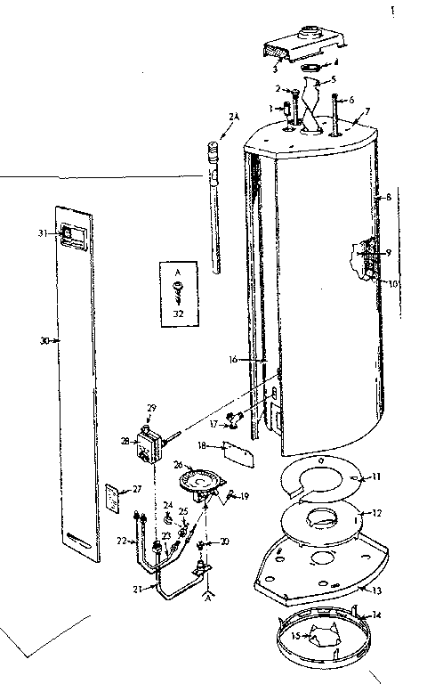 Replacement Parts Diagram and Parts List for 183338310  Kenmore Water Heater