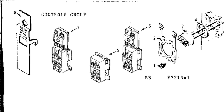 Controls Group Diagram and Parts List for 183321381  Kenmore Water Heater