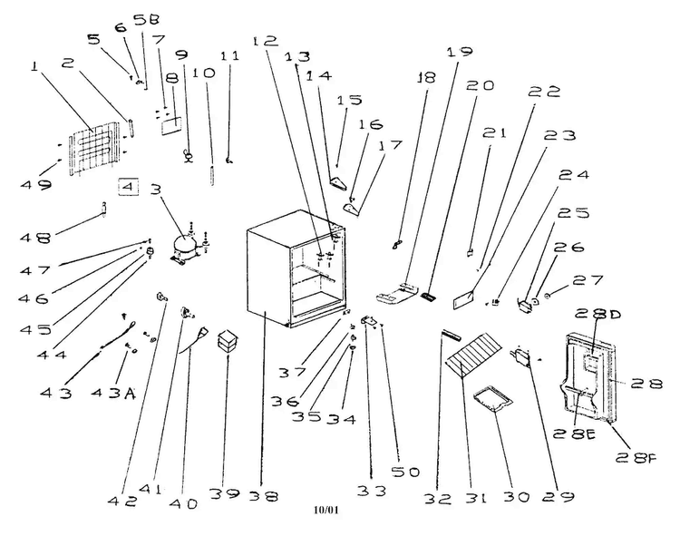 Refrigerator Diagram and Parts List for BC50P#  Haier Refrigerator
