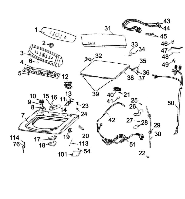 Control Panel Diagram and Parts List for GWT460AW  Haier Washer