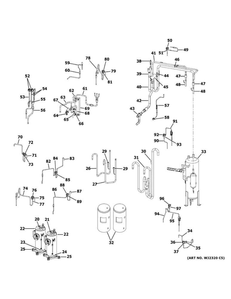 Sealed System Diagram and Parts List for MVHP144ME2CA1  Haier Air Conditioner