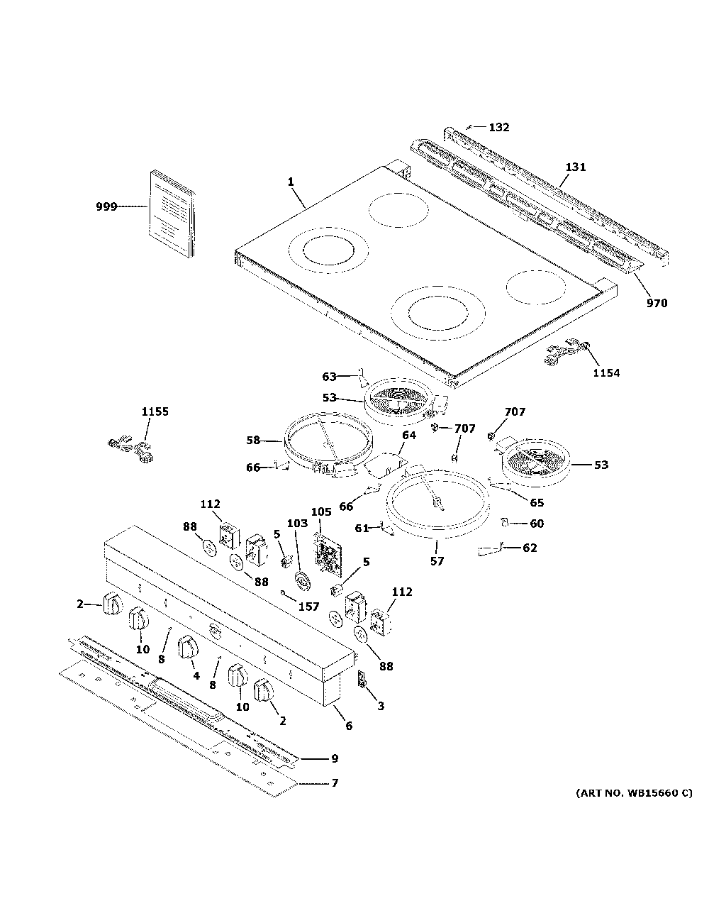 Control panel & cooktop Diagram and Parts List for QSS740RN1SS  Haier Range