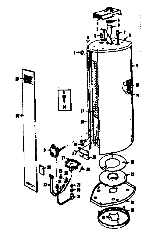 Replacement Parts Diagram and Parts List for 18333550  Kenmore Water Heater
