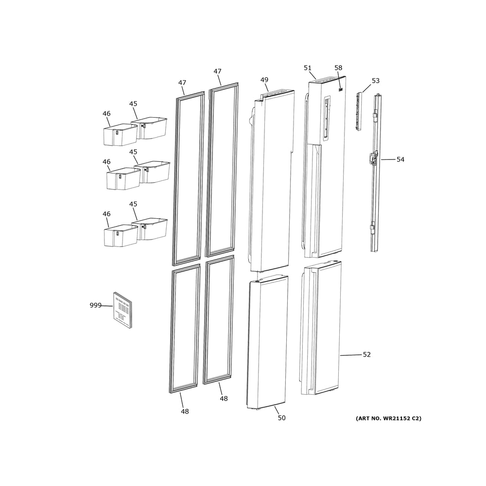 Doors Diagram and Parts List for QHE16HYPBFS  Haier Refrigerator