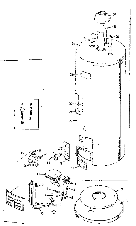 Replacement Parts Diagram and Parts List for 183330911  Kenmore Water Heater