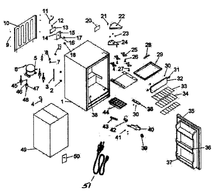 Cabinet Parts Diagram and Parts List for 18393972  Kenmore Refrigerator