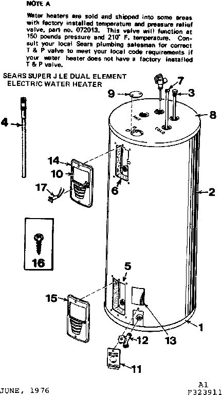 Replacement Parts Diagram and Parts List for 183327310  Kenmore Water Heater