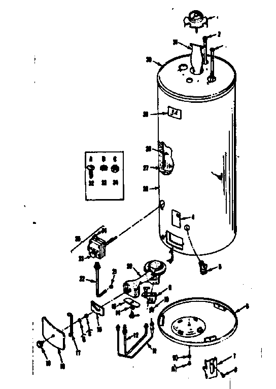 Replacement Parts Diagram and Parts List for 18333240  Kenmore Water Heater