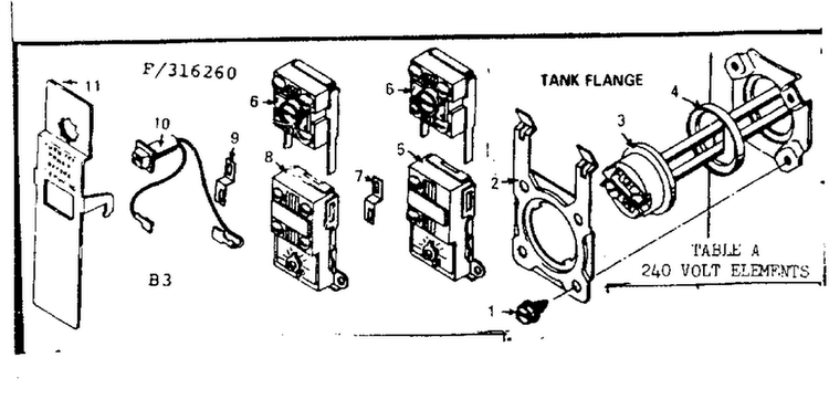 Tank Flange Diagram and Parts List for 183322260  Kenmore Water Heater