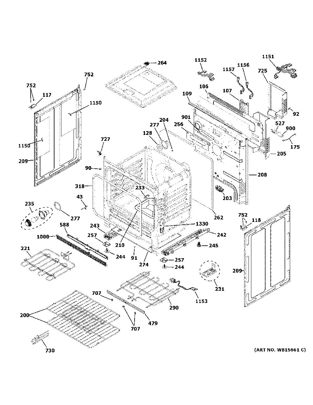 Body parts Diagram and Parts List for QSS740BN1TS  Haier Range