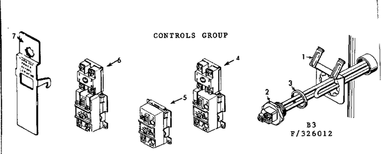 Controls Group Diagram and Parts List for 183326012  Kenmore Water Heater