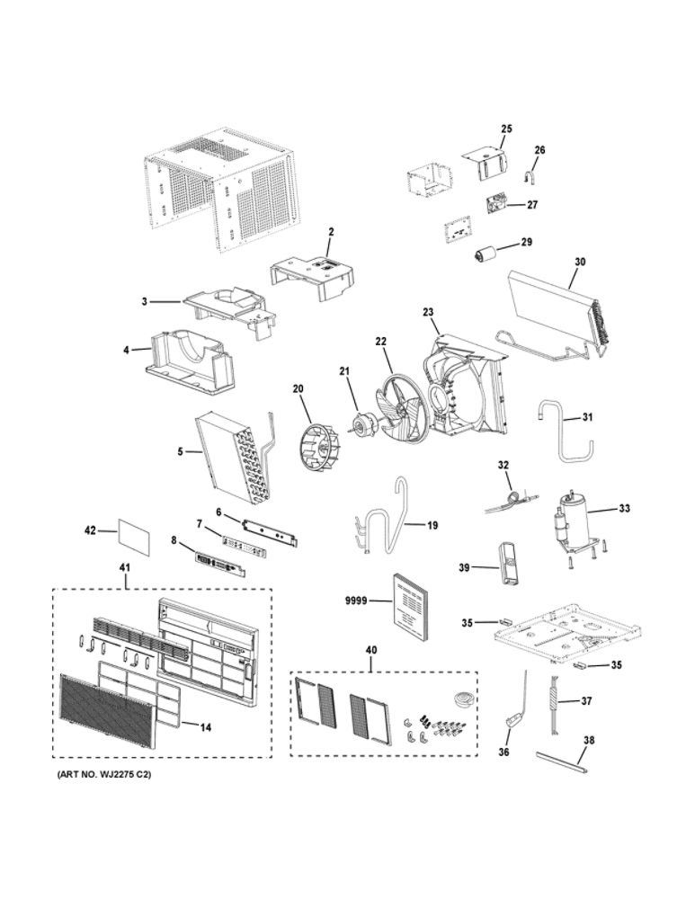 Room Air Conditioner Diagram and Parts List for QHM12AX-WW1  Haier Air Conditioner