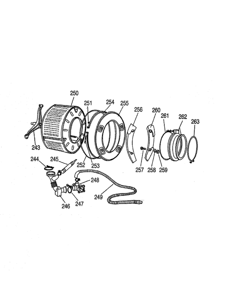 Inner Tub4 Diagram and Parts List for XQG65-8SU  Haier Washer Dryer Combo