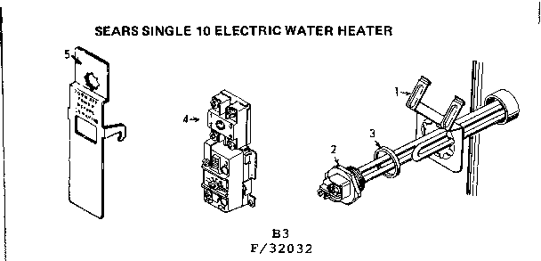 Controls Diagram and Parts List for 18332052  Kenmore Water Heater