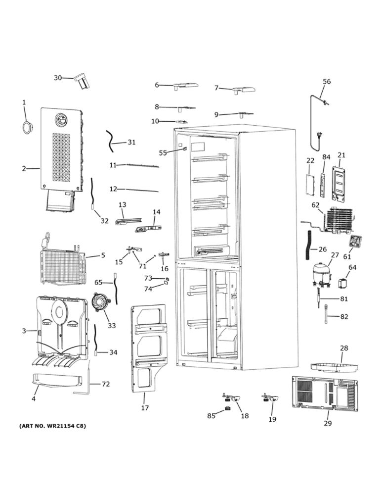 Cabinet 2 Diagram and Parts List for QHE16HYPAFS  Haier Refrigerator