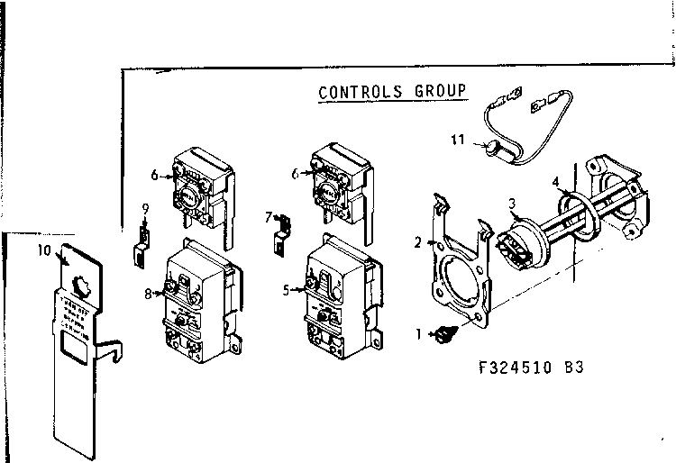 Controls Group Diagram and Parts List for 183324810  Kenmore Water Heater