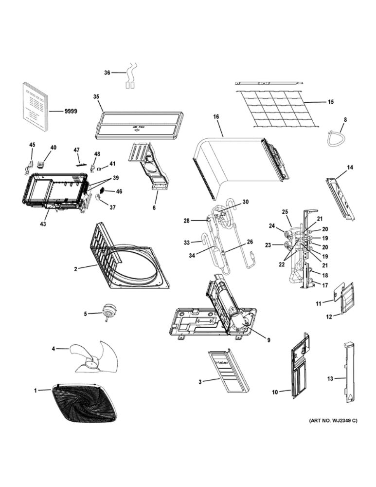 Room Air Conditioner Diagram and Parts List for 2U18MS2HDA1  Haier Air Conditioner