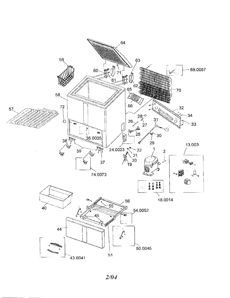 Chest Freezer Diagram and Parts List for 18313401300  Kenmore Freezer