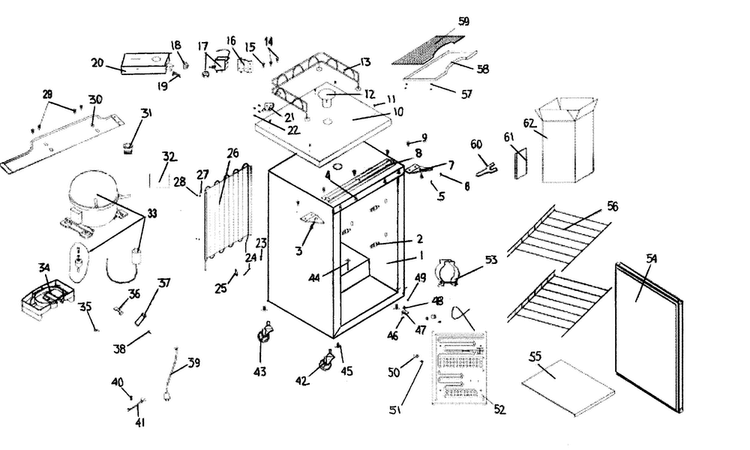 Cabinet Parts Diagram and Parts List for 18391579  Kenmore Refrigerator