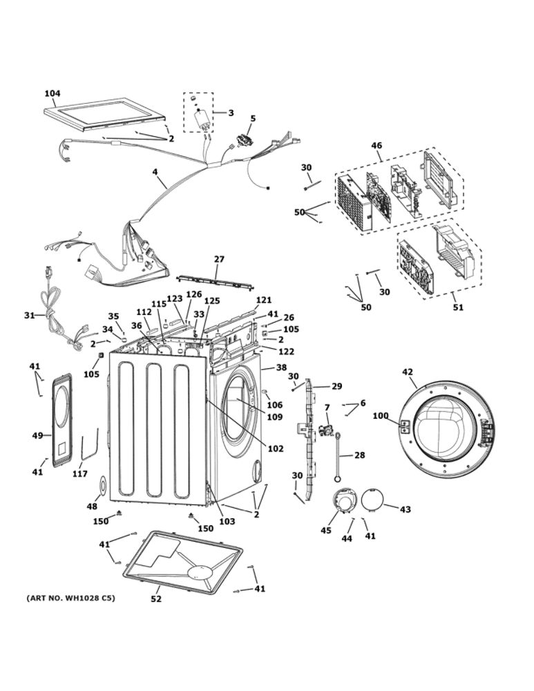 Cabinet Diagram and Parts List for QFW150SSN1WW  Haier Washer