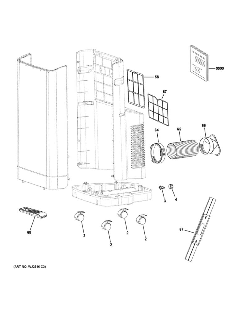 Room Air Condtioner Diagram and Parts List for QPFA08YBMWG1  Haier Air Conditioner