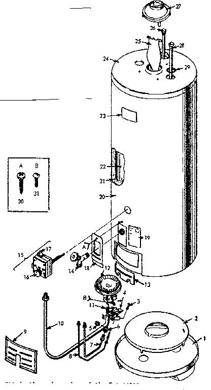 Replacement Parts Diagram and Parts List for 183330210  Kenmore Water Heater