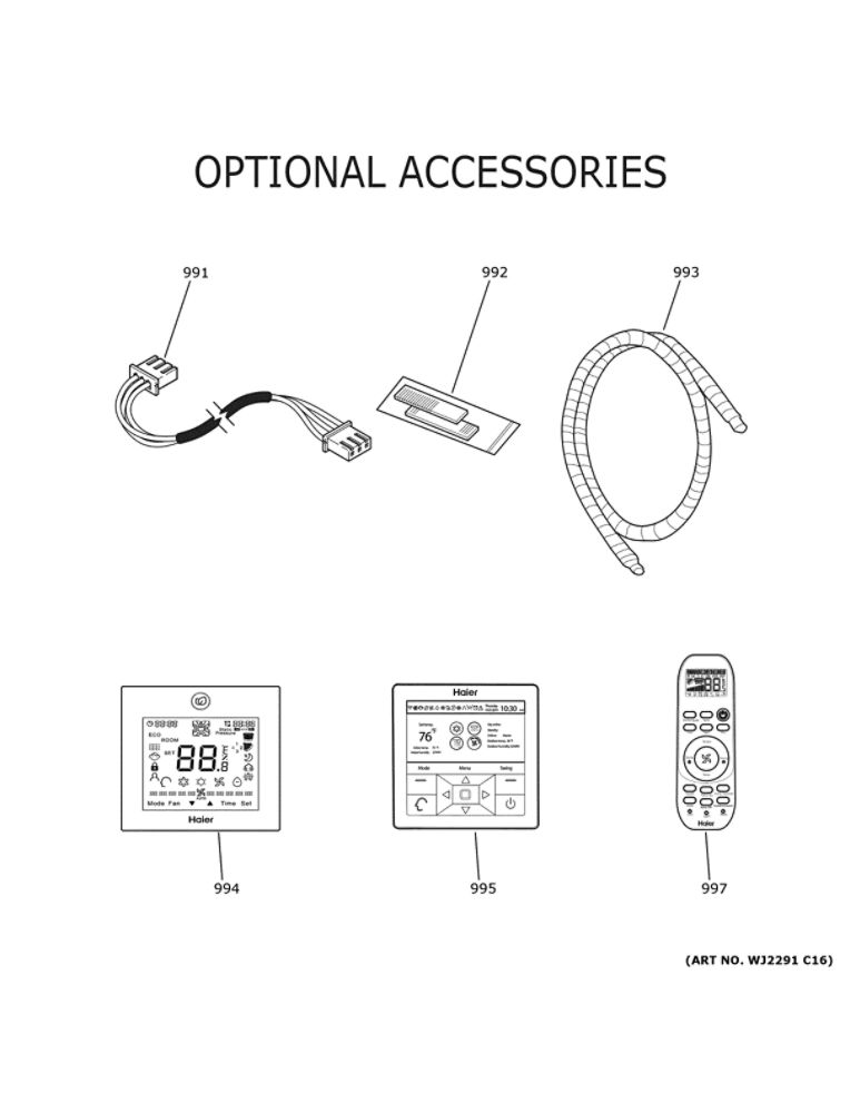 Optional Accessories Diagram and Parts List for AW09TE2VHA1  Haier Industrial Fan / Circulator
