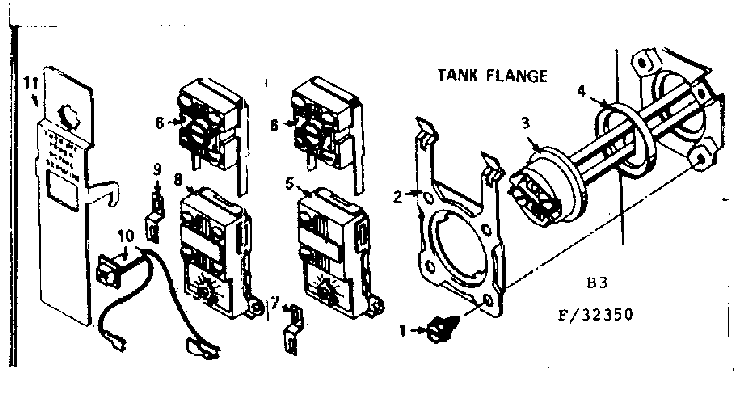 Tank Flange Diagram and Parts List for 18332840  Kenmore Water Heater